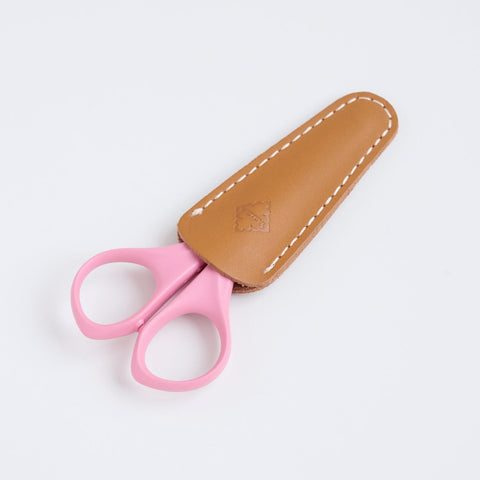 Left-Handed Kids Scissors by Paul fitted with a Leather Scissor Cover.