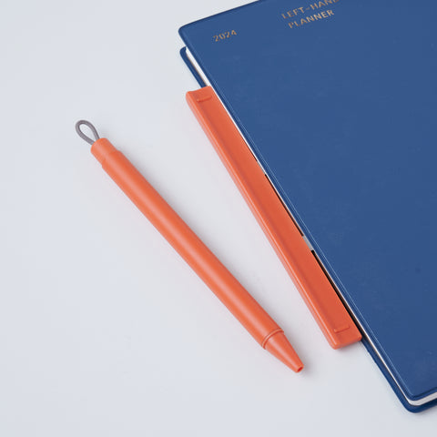 Magnet holder ballpoint pen set in white, black, orange, and blue-grey, by ZEBRA Japan.