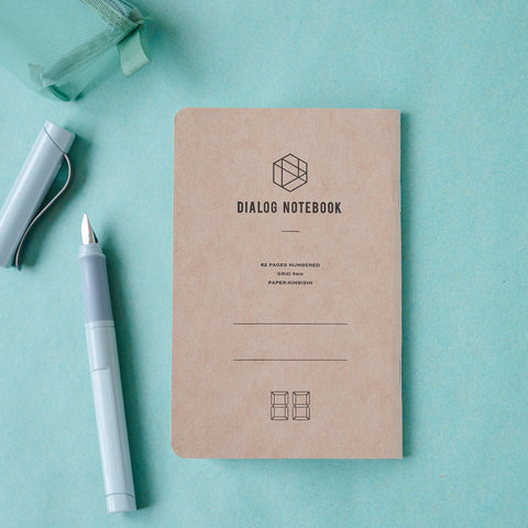 DIALOG left-handed notebook set of 3 with numbered grid pages, right-opening design, kraft cover, made in Japan.
