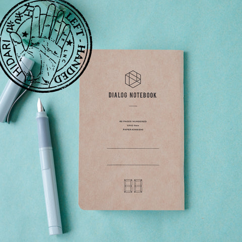 DIALOG left-handed notebook set of 3 with numbered grid pages, right-opening design, kraft cover, made in Japan.