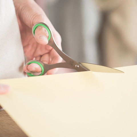 ALLEX left-handed all-purpose scissors (medium), stainless steel blades with elastomer handle rings, made in Japan.