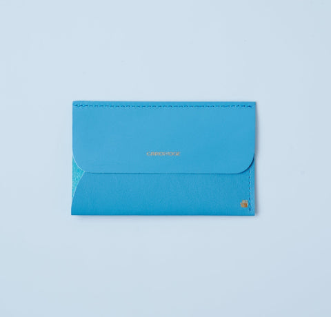 Front side view of the Cardridge Ultra Thin Card Holder in cobalt blue