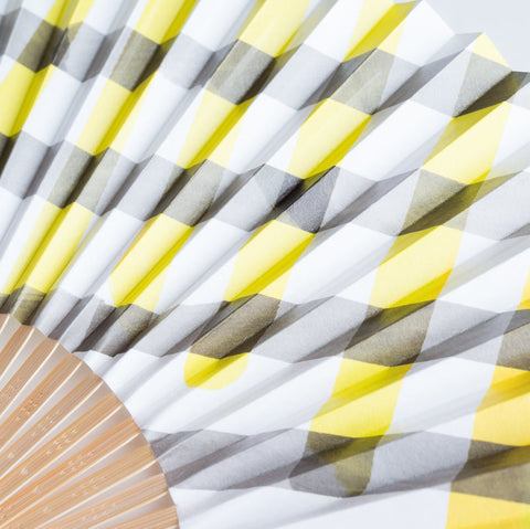 Left-Handed Folding Fan "Yellow Check" by HIDARI