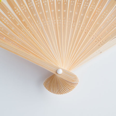 Left-Handed Folding Fan "Yellow Check" by HIDARI