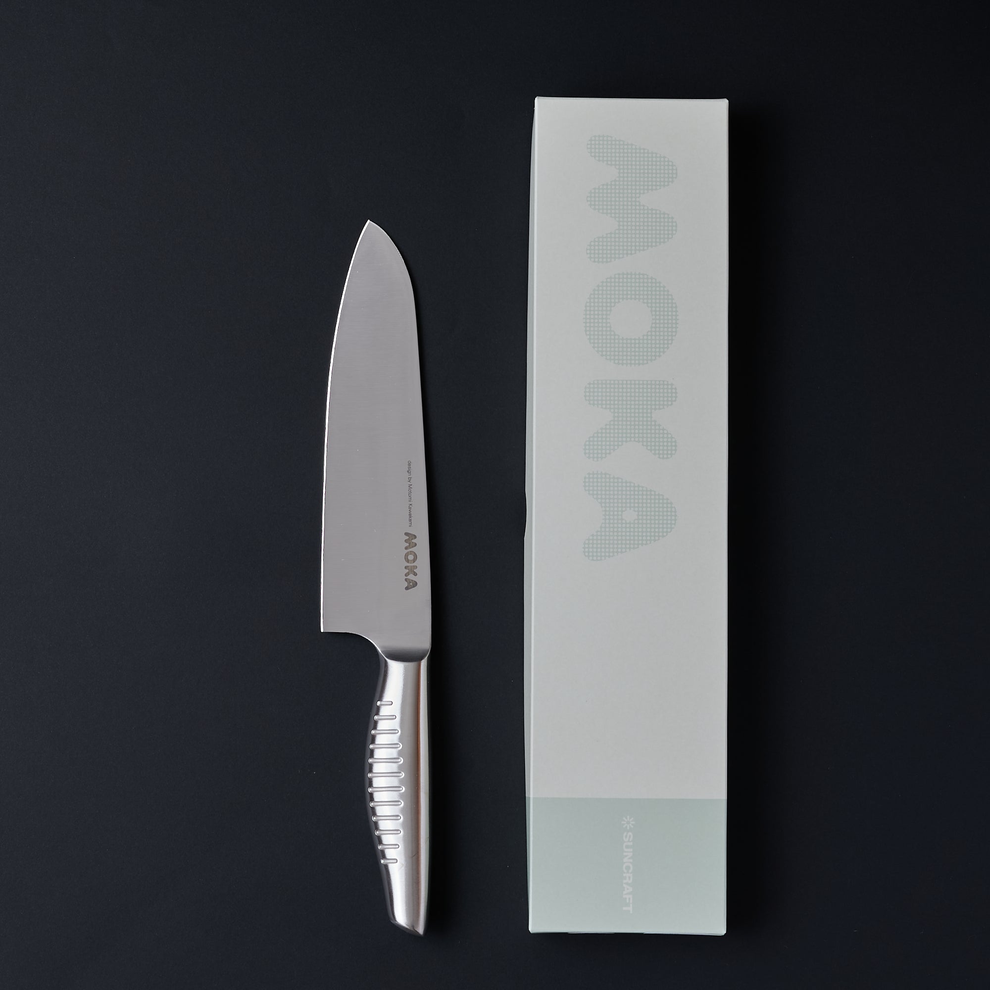 SUNCRAFT MOKA Left-Handed Santoku Knife – Japan-Made | HIDARI