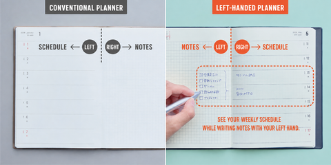 HIDARI Left-Handed Planner 2027 (16-Month Japan Edition)