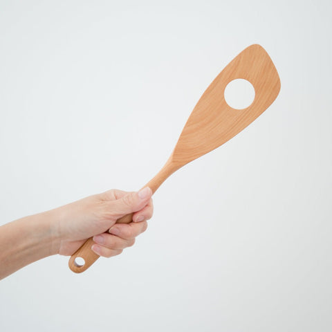 Betula schmidtii wood spatula (Perforated), left-handed